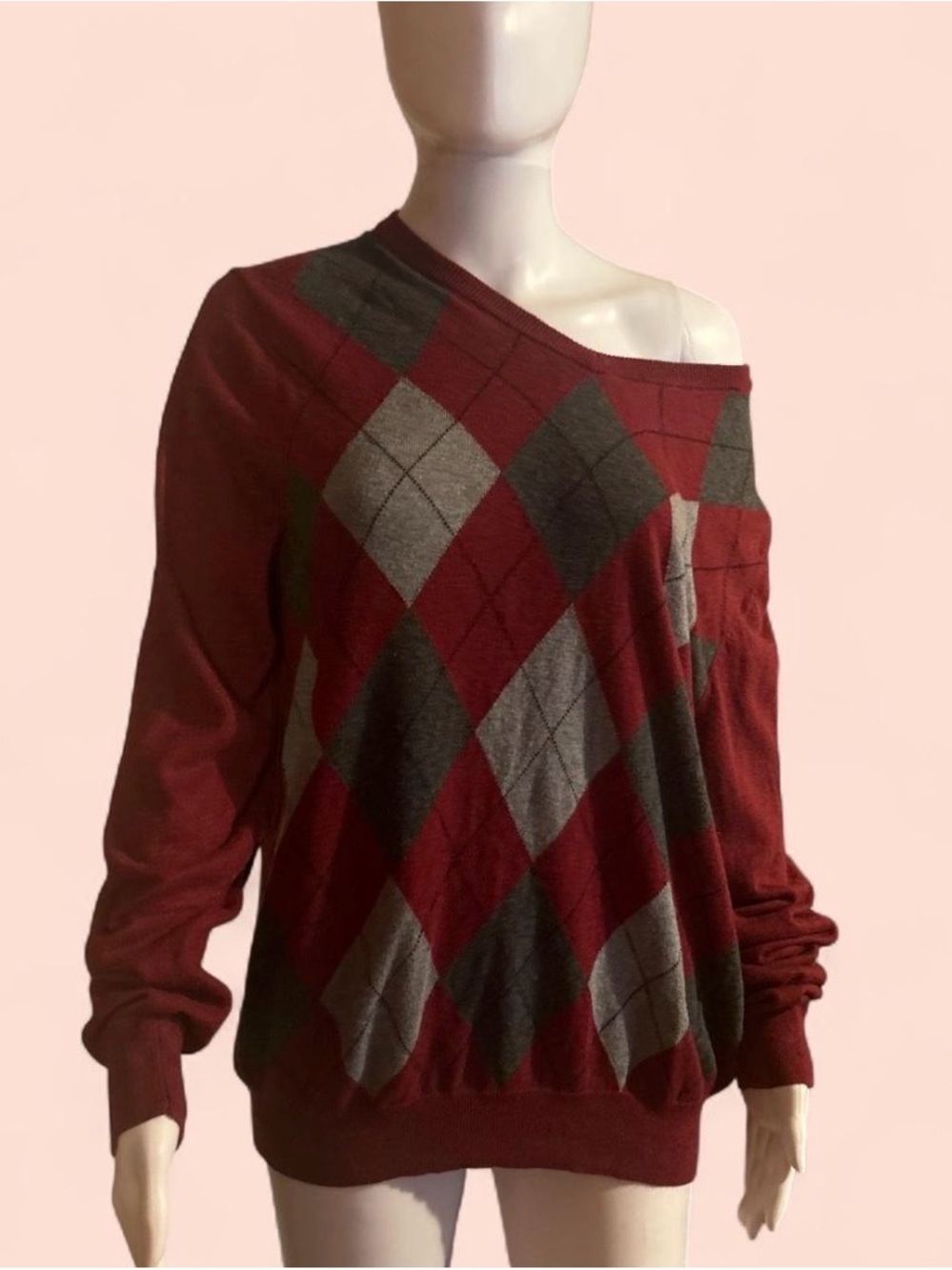 Women’s Red Argyle Sweater